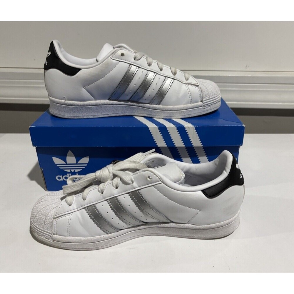 Adidas Superstar Shoes White Metallic Silver Womens Size 6.5 Shoes Trainers